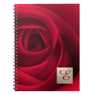 Elegantes Monogramm-Geschenk für die Rote Rose Notizblock