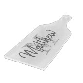 Elegantes Monogramm Glasspanplatte mit Griff Schneidebrett (Ecke)
