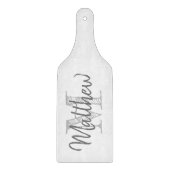 Elegantes Monogramm Glasspanplatte mit Griff Schneidebrett (Vorderseite)