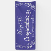Elegantes Monogramm Glücklicher Ruhestand Blau Banner (Vertikal)