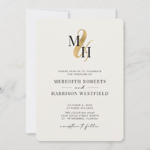 Elegantes Monogramm Gold Et-Zeichen QR-Code Hochze Einladung