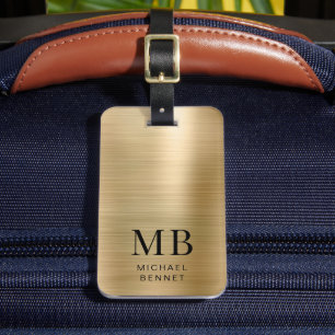 Elegantes Monogramm Gold Gepäckanhänger