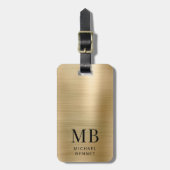 Elegantes Monogramm Gold Gepäckanhänger (Vorderseite vertikal)