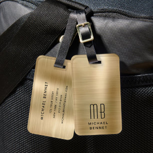 Elegantes Monogramm Gold Gepäckanhänger