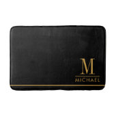 Elegantes Monogramm Gold Name Schwarz Badematte (Vorderseite)