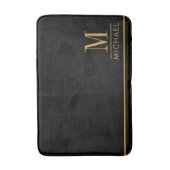 Elegantes Monogramm Gold Name Schwarz Badematte (Vorderseite Vertikal)