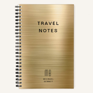 Elegantes Monogramm Gold Reise Notizblock