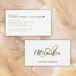 Elegantes Monogramm Gold Schwarz Schrift Name Visitenkarte