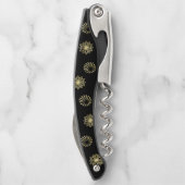 Elegantes Monogramm Gold und Black Flamingo Art Kellnermesser (Rückseite)