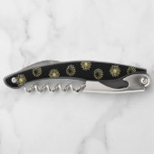 Elegantes Monogramm Gold und Black Flamingo Art Kellnermesser (Rückseite)