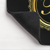 Elegantes Monogramm Gold und Black Medallion Mousepad (Ecke)