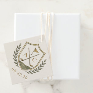Elegantes Monogramm-Golf-Wappen Hochzeit Geschenkanhänger