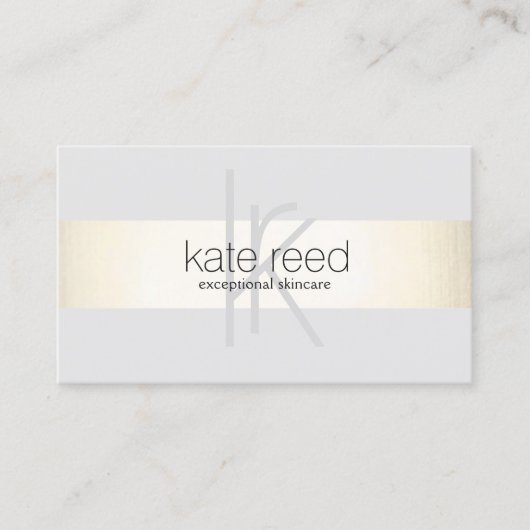 Elegantes Monogramm Gray Modern Gold gestreift Visitenkarte (Vorderseite)