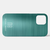 Elegantes Monogramm Grün Case-Mate iPhone Hülle (Rückseite (Horizontal))