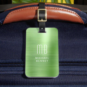 Elegantes Monogramm Grün Gepäckanhänger