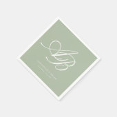Elegantes Monogramm Grün Hochzeit Serviette (Ecke)
