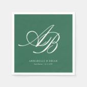 Elegantes Monogramm Grüne Hochzeit  Serviette (Vorderseite)