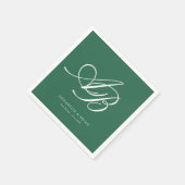 Elegantes Monogramm Grüne Hochzeit  Serviette (Ecke)