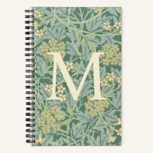Elegantes Monogramm Grüne Jasmin-Blume Notizblock