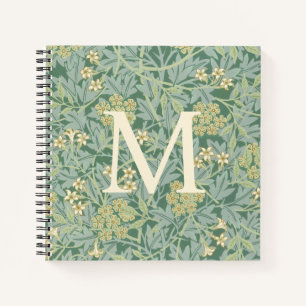 Elegantes Monogramm Grüne Jasmin-Blumen Notizblock