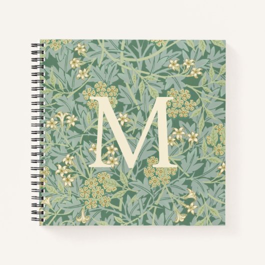 Elegantes Monogramm Grüne Jasmin-Blumen Notizblock (Vorderseite)