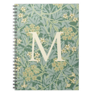 Elegantes Monogramm Grüne Jasmin-Blumen Notizblock