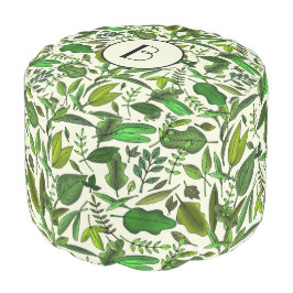 Elegantes Monogramm Grünes botanisches Muster Hocker