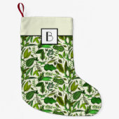 Elegantes Monogramm Grünes botanisches Muster Kleiner Weihnachtsstrumpf (Vorderseite)