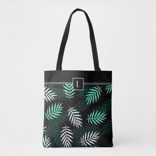 Elegantes Monogramm Grünes botanisches Muster Tasche (Vorderseite)