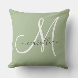 Elegantes Monogramm Grünes Wurfkissen Kissen