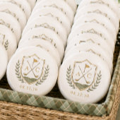 Elegantes Monogramm-Hochzeits-Golf-Wappen Button
