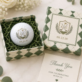 Elegantes Monogramm-Hochzeits-Golf-Wappen Golfball
