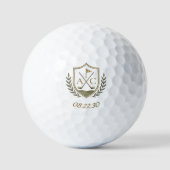 Elegantes Monogramm-Hochzeits-Golf-Wappen Golfball (Vorderseite)