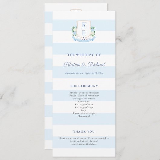 Elegantes Monogramm-Hochzeitsprogramm Programm (Vorne/Hinten)