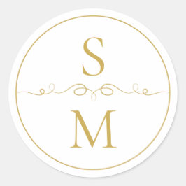 Elegantes Monogramm-Hochzeitsumschlag-Siegel Runder Aufkleber