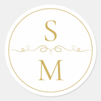 Elegantes Monogramm-Hochzeitsumschlag-Siegel Runder Aufkleber