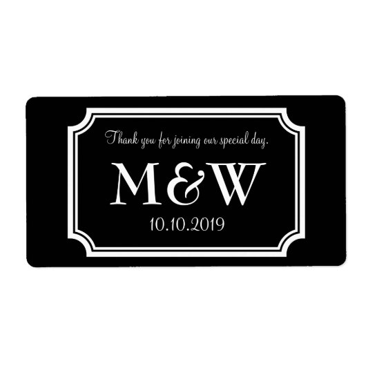 Elegantes Monogramm-Hochzeitswein- oder Wasserflas (Vorne)
