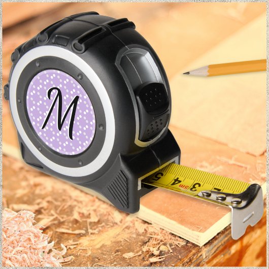 Elegantes Monogramm Hübsch Dots Muster Lilac Lila Maßband