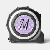 Elegantes Monogramm Hübsch Dots Muster Lilac Lila Maßband (Vorderseite)