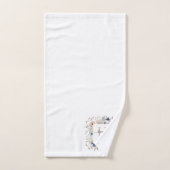Elegantes Monogramm Hübsche Beige Blaue Blumen Flo Badhandtuch Set (Handtuch)