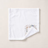Elegantes Monogramm Hübsche Beige Blaue Blumen Flo Badhandtuch Set (Waschlappen)