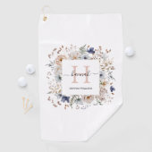 Elegantes Monogramm Hübsche Beige Blaue Blumen Flo Golfhandtuch (Insitu)
