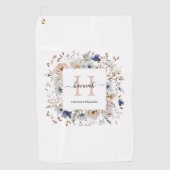 Elegantes Monogramm Hübsche Beige Blaue Blumen Flo Golfhandtuch (Vorderseite)