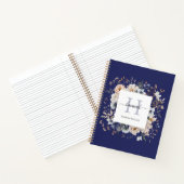 Elegantes Monogramm Hübsche Beige Blaue Blumen Flo Notizblock (Innenseite)