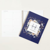 Elegantes Monogramm Hübsche Beige Blaue Blumen Flo Planer (Anzeige)