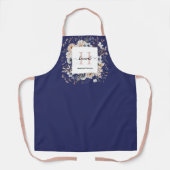 Elegantes Monogramm Hübsche Beige Blaue Blumen Flo Schürze (Vorderseite)