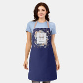 Elegantes Monogramm Hübsche Beige Blaue Blumen Flo Schürze (Getragen)