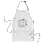 Elegantes Monogramm Hübsche Beige Blaue Blumen Flo Schürze (Vorne)