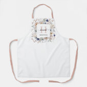 Elegantes Monogramm Hübsche Beige Blaue Blumen Flo Schürze (Vorderseite)