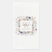 Elegantes Monogramm Hübsche Beige Blaue Blumen Flo Serviette (Vorderseite)